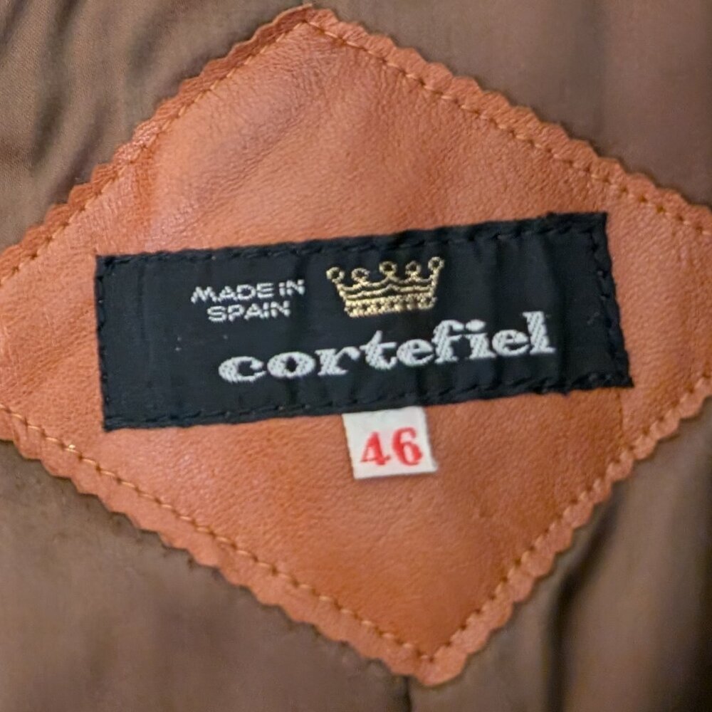 Cortefiel Vintage Brown Leather Coat Size 46 - Picture 13 of 13